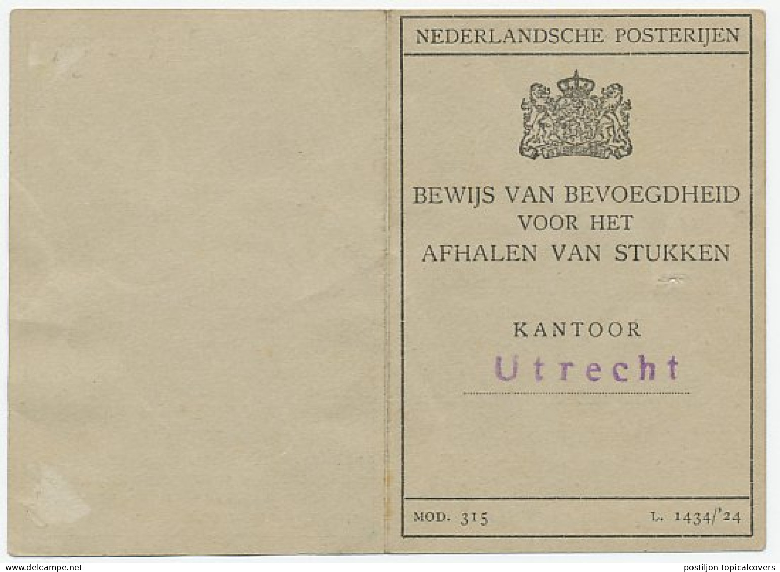 Em. Veth Postbuskaartje Utrecht 1928 - Non Classificati