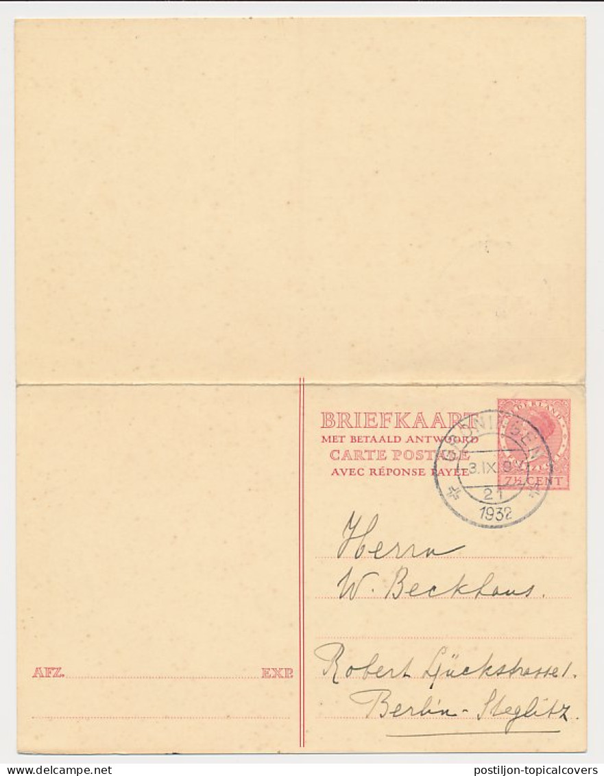 Briefkaart G. 232 Groningen - Berlijn Duitsland 1932 - Entiers Postaux
