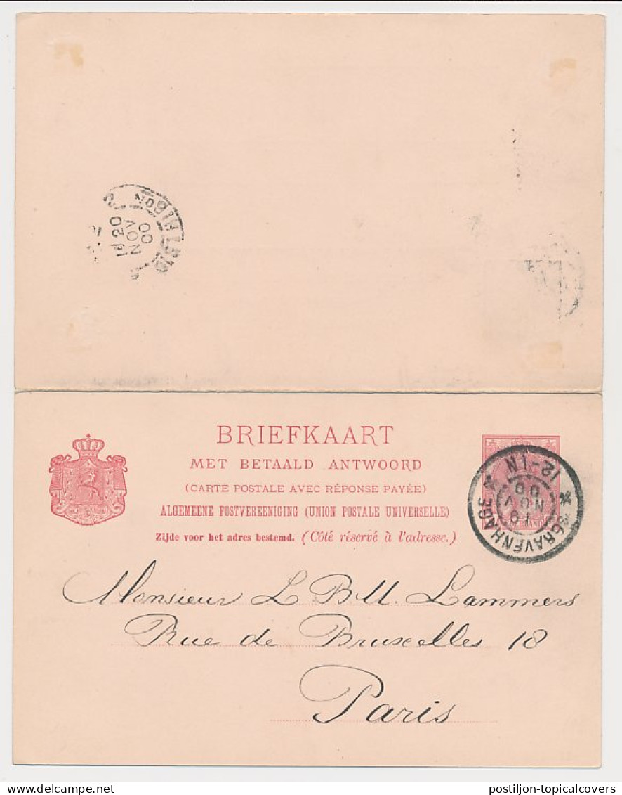 Briefkaart G. 54 B S Gravenhage - Parijs Frankrijk 1900 - Postal Stationery