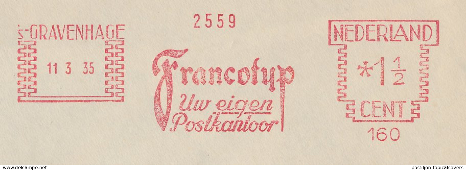 Meter Cover Netherlands 1935 Francotyp - The Hague - Timbres De Distributeurs [ATM]