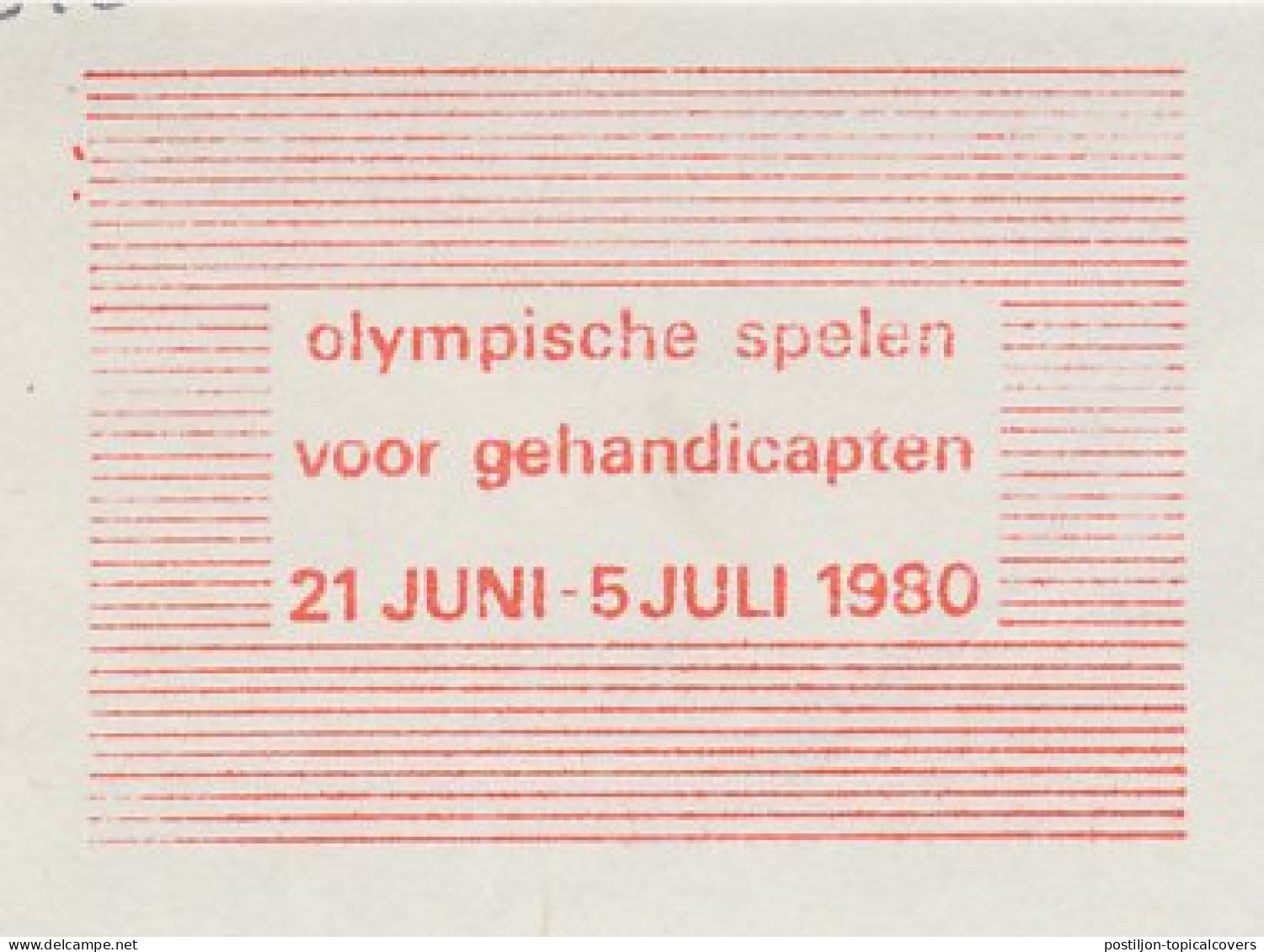 Meter Cut Netherlands 1980 VI Summer Paralympic Games 1980 The Netherlands - Sonstige & Ohne Zuordnung