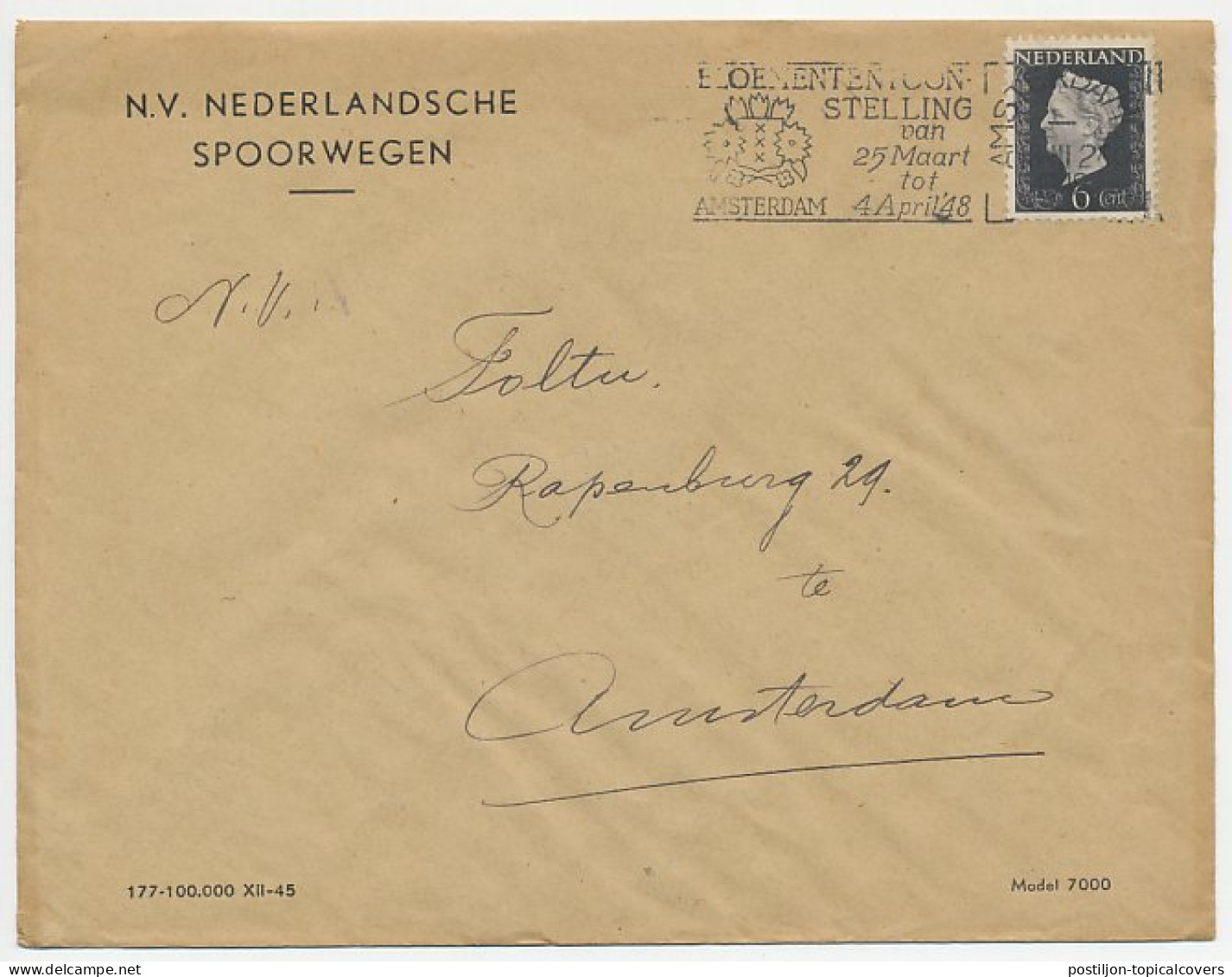 Firma Envelop Amsterdam 1948 - Ned. Spoorwegen - Zonder Classificatie