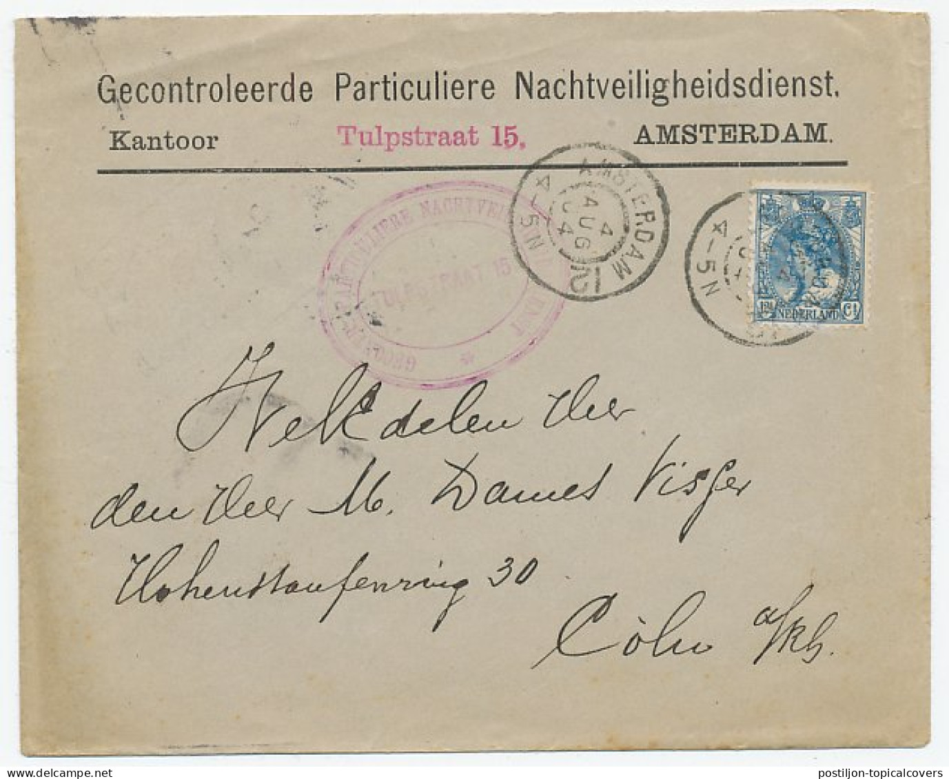 Firma Envelop Amsterdam 1904 - Bewaking - - Ohne Zuordnung