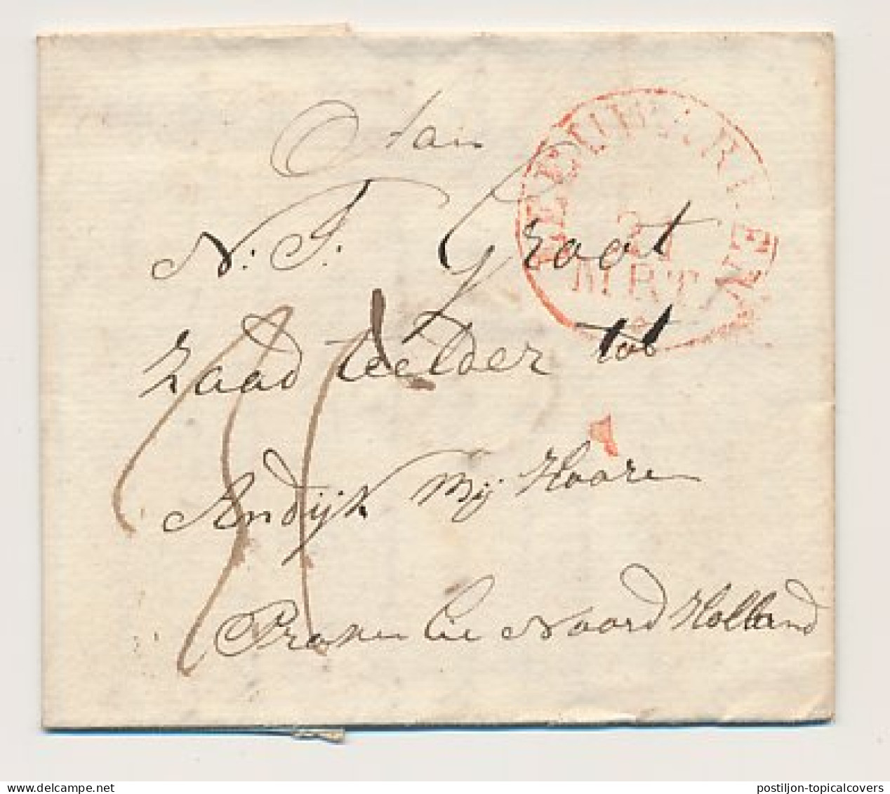 Distributiekantoor Franeker - Leeuwarden - Andijk 1838 - ...-1852 Prephilately