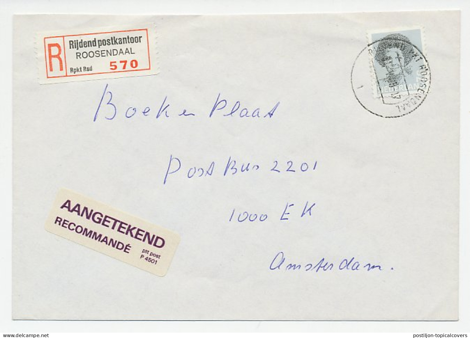 Em. Beatrix Aangetekend Roosendaal Rijdend Postkantoor 1988 - Ohne Zuordnung