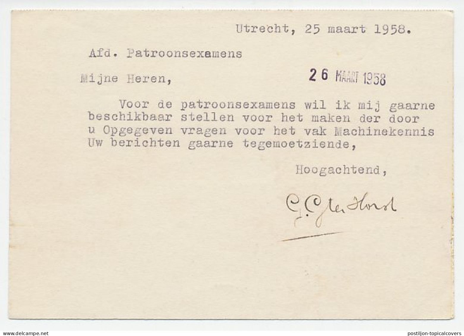 Firma Briefkaart Utrecht 1958 - Boekbinderij - Unclassified