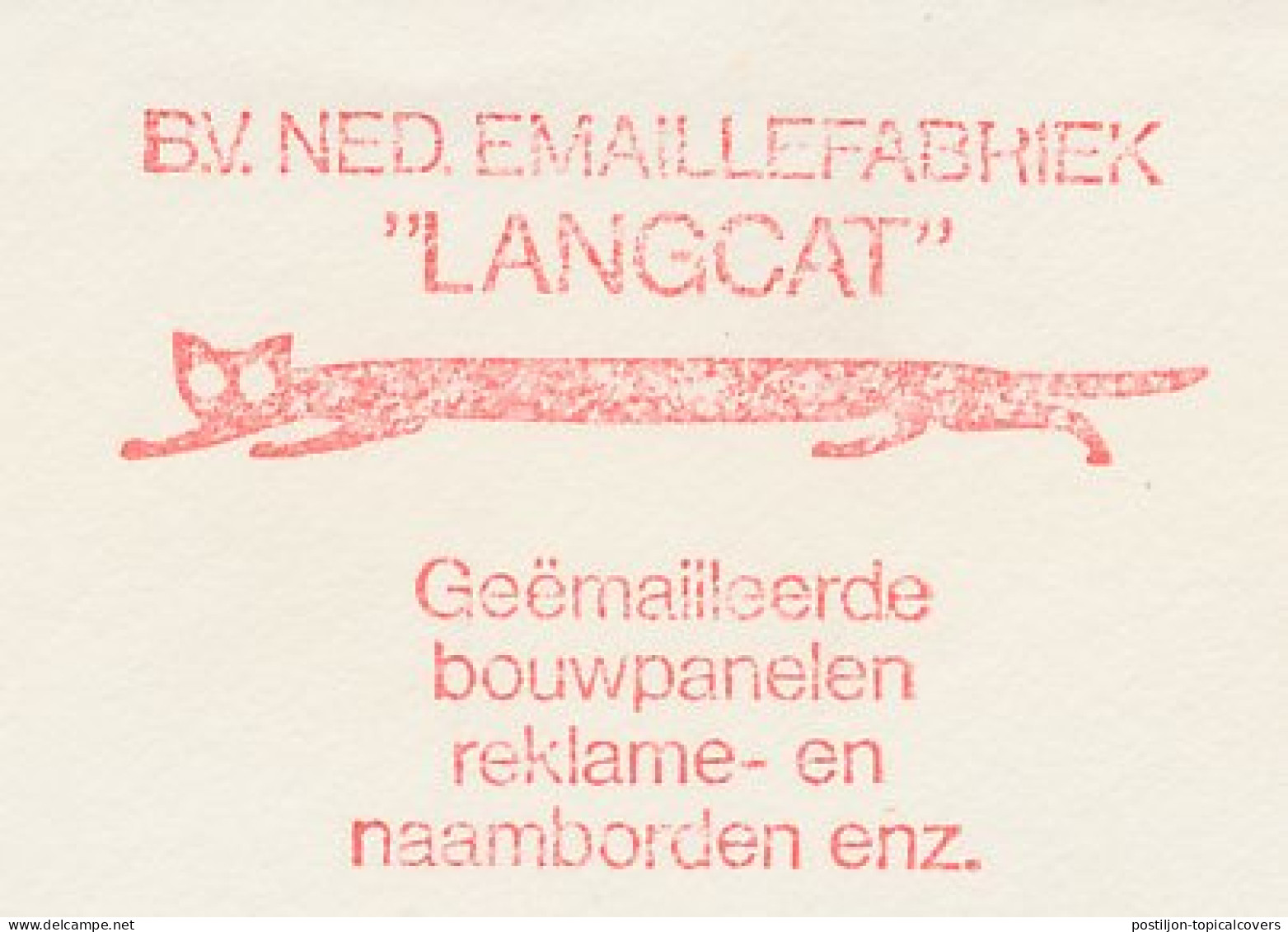 Meter Cover Netherlands 1980 Cat - Enamel - Langcat - Almere - Andere & Zonder Classificatie