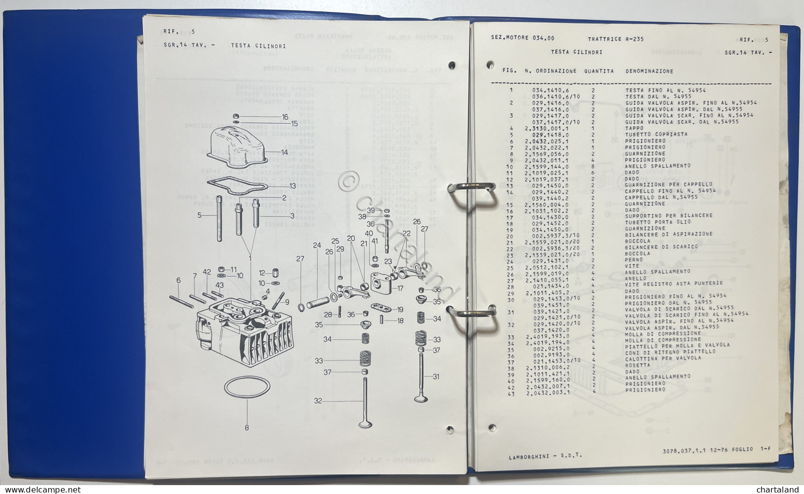 Catalogo Parti Per Ricambio Lamborghini Trattori - R 235 - Ed. 1976 - Otros & Sin Clasificación