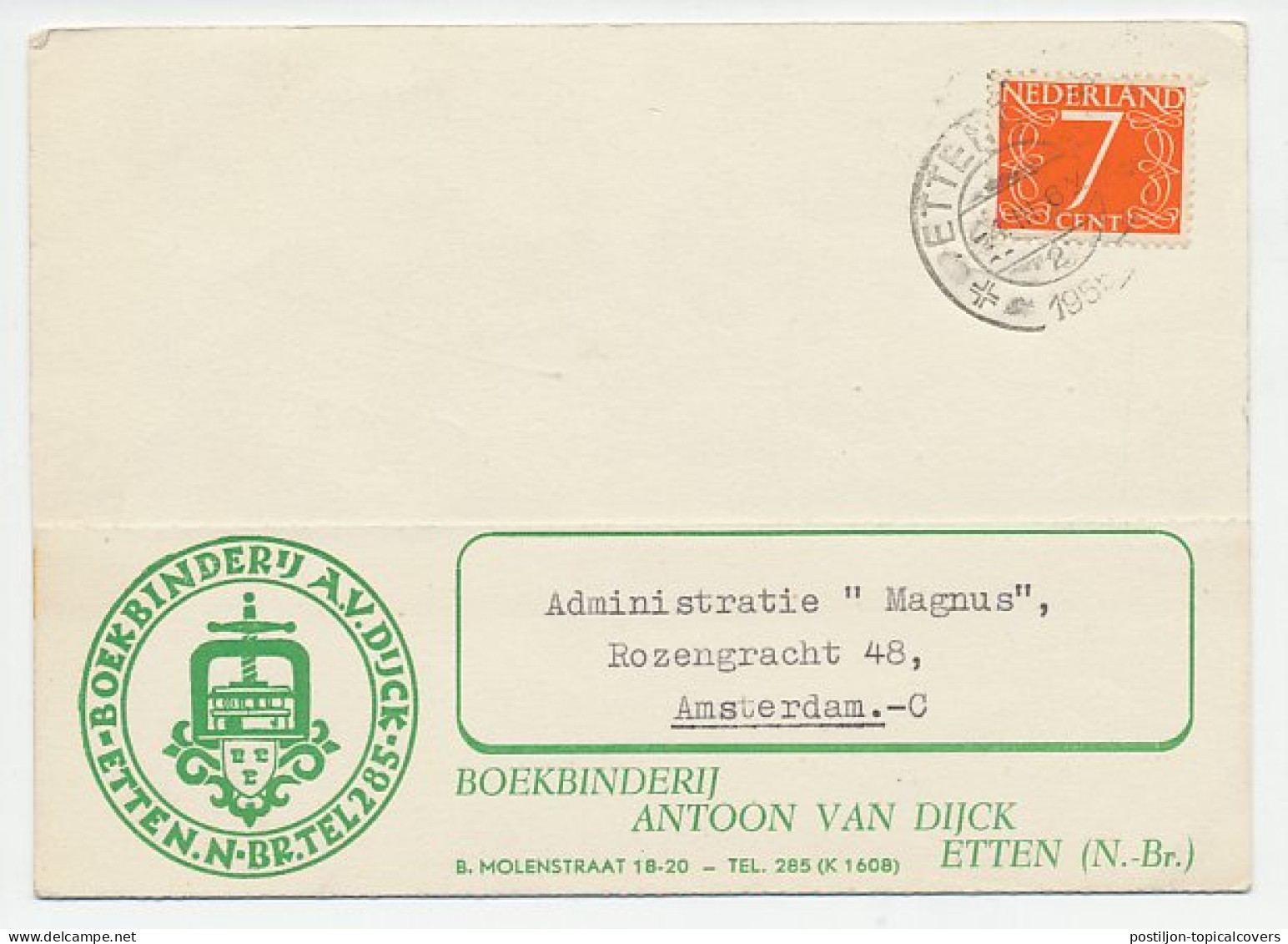 Firma Briefkaart Etten 1955 - Boekbinderij - Ohne Zuordnung