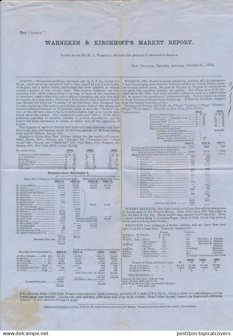 Amsterdam 1 1/2 C. Drukwerk Driehoekstempel 1854 - Fiscaux