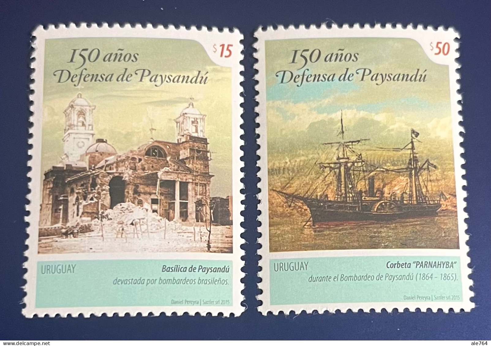 Uruguay 2015 Battle Of Paysandu, 150 Anniversary, Set Of 2, Sc 2499, Y 2718/9, MNH. - Uruguay