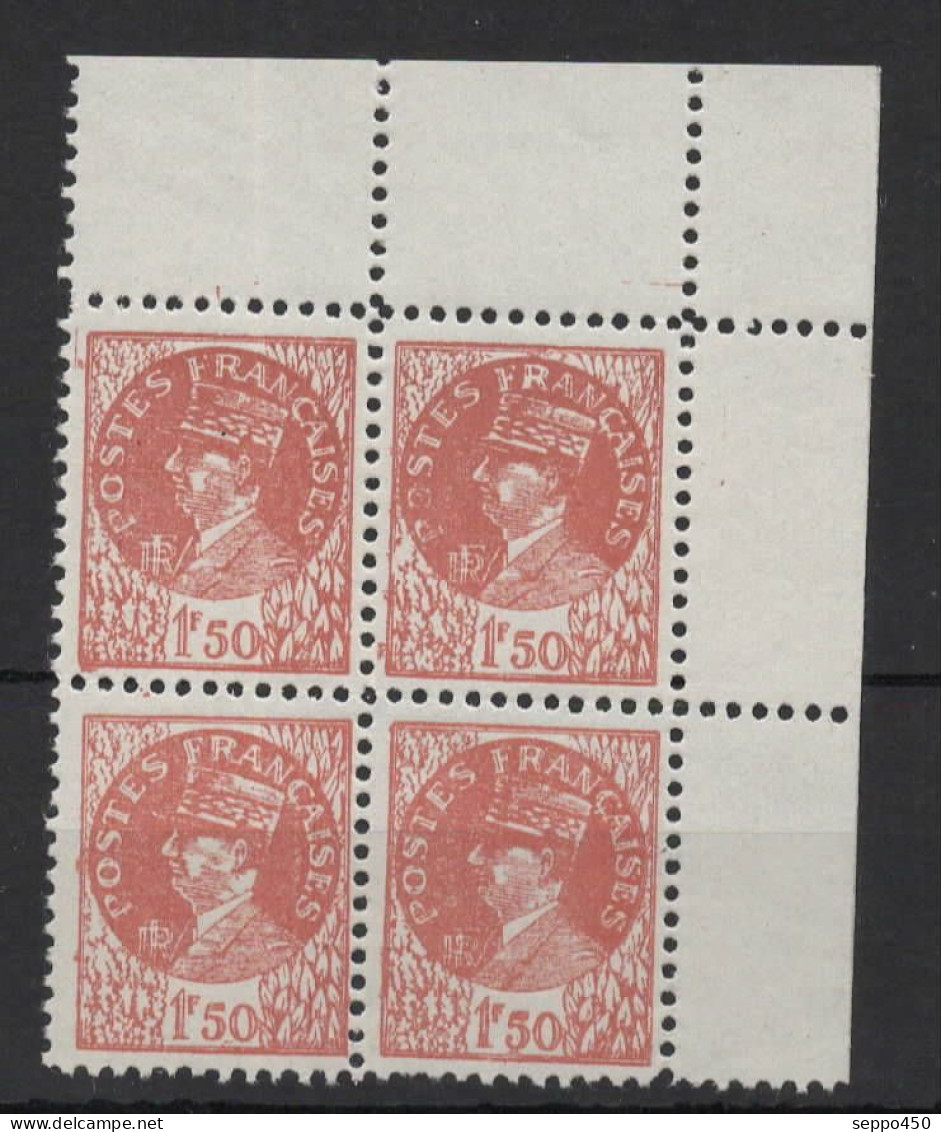 YT 517 H, BLOC 4, FAUX DE NICE, TYPE BERSIER, EFFIGIE GENERAL DE GAULLE EN REMPLACEMENT STAMPS BRIEFMARKEN - Ungebraucht