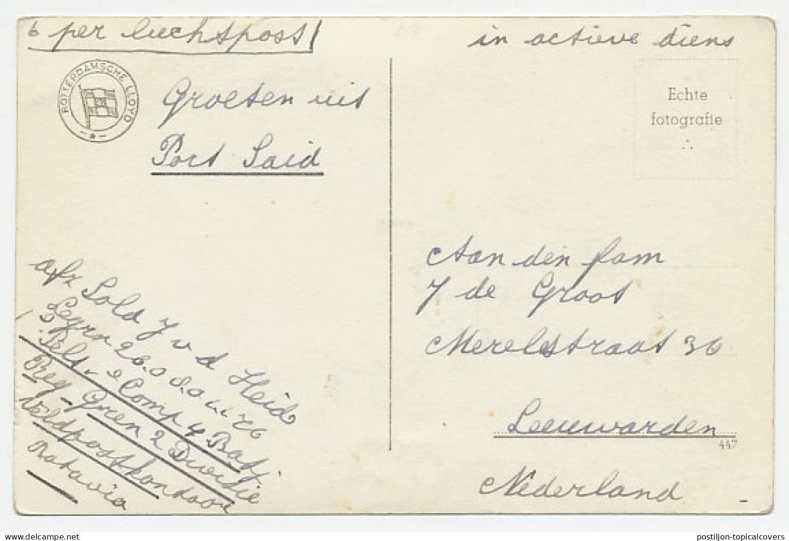 Prentbriefkaart Rotterdamsche Lloyd - M.S. Kota Inten - Ganzsachen