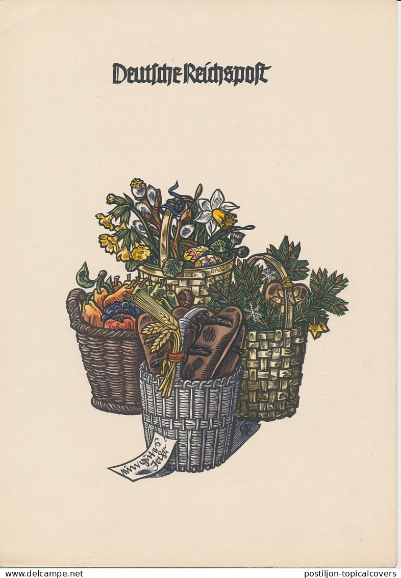 Telegram Germany 1939 - Schmuckblatt Telegramme Fruits - Four Seasons - Flowers - Easter Eggs - Obst & Früchte
