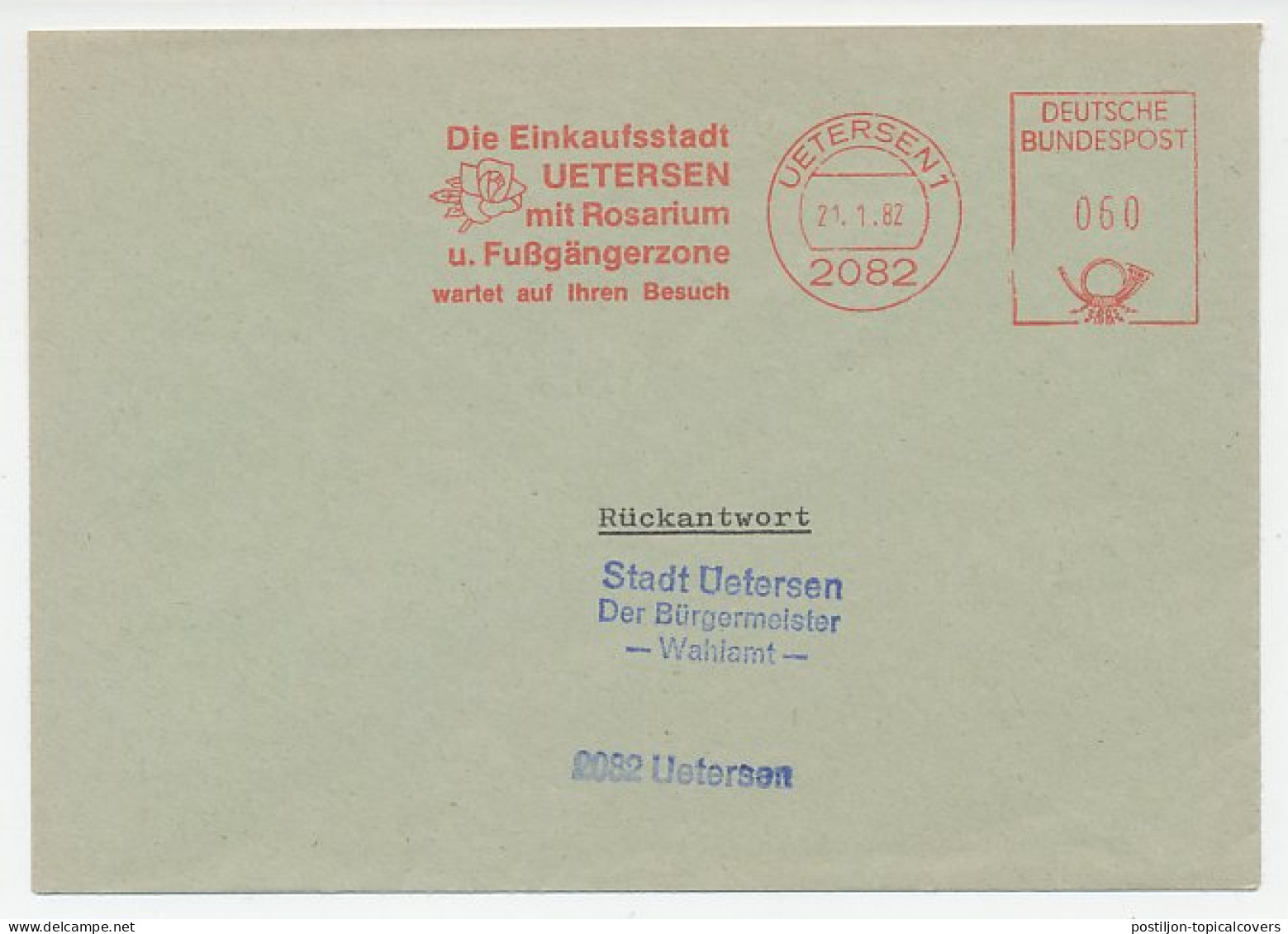 Meter Cover Germany 1982 Rose - Rosarium - Other & Unclassified