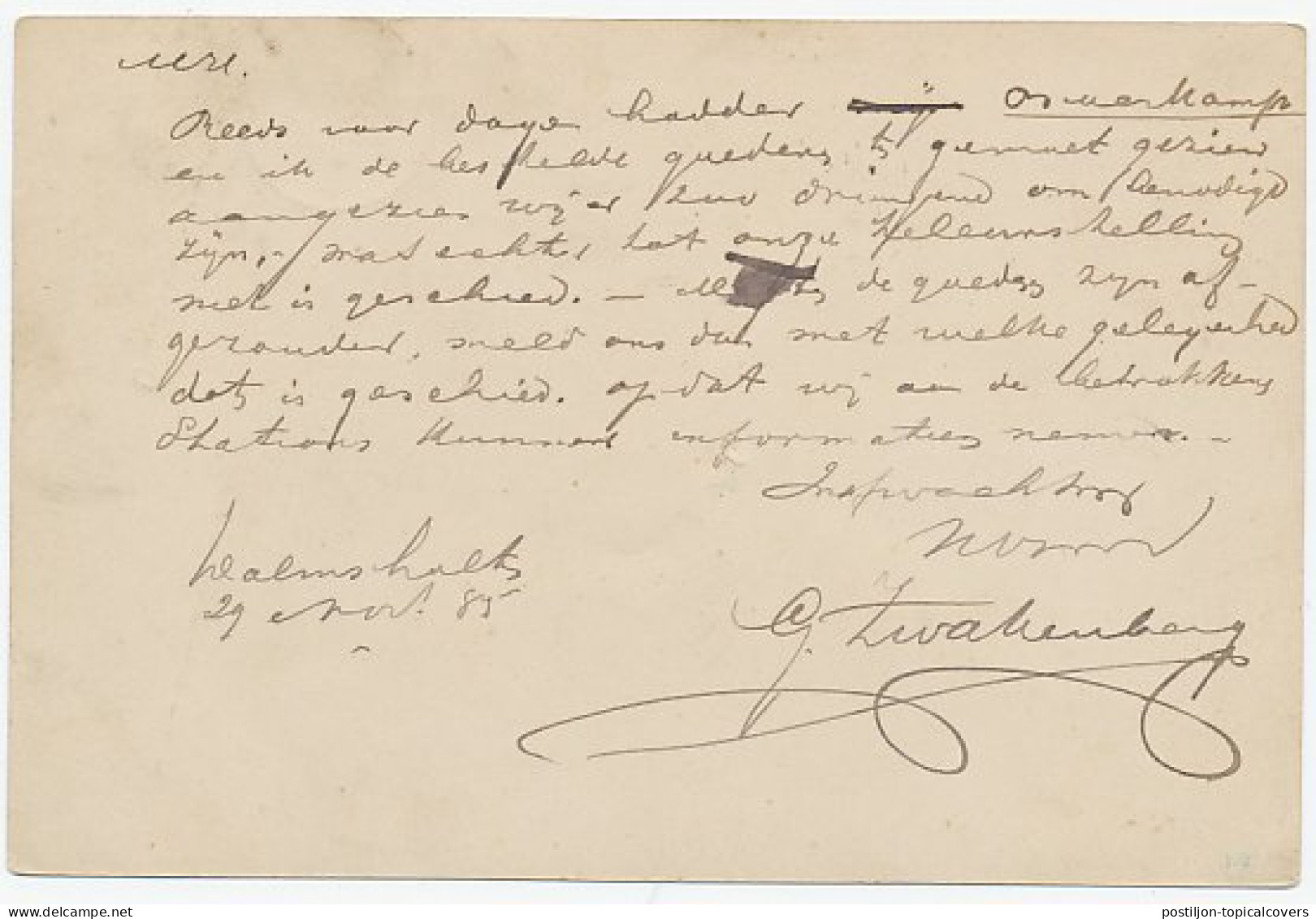 Naamstempel Lemelerveld 1885 - Briefe U. Dokumente