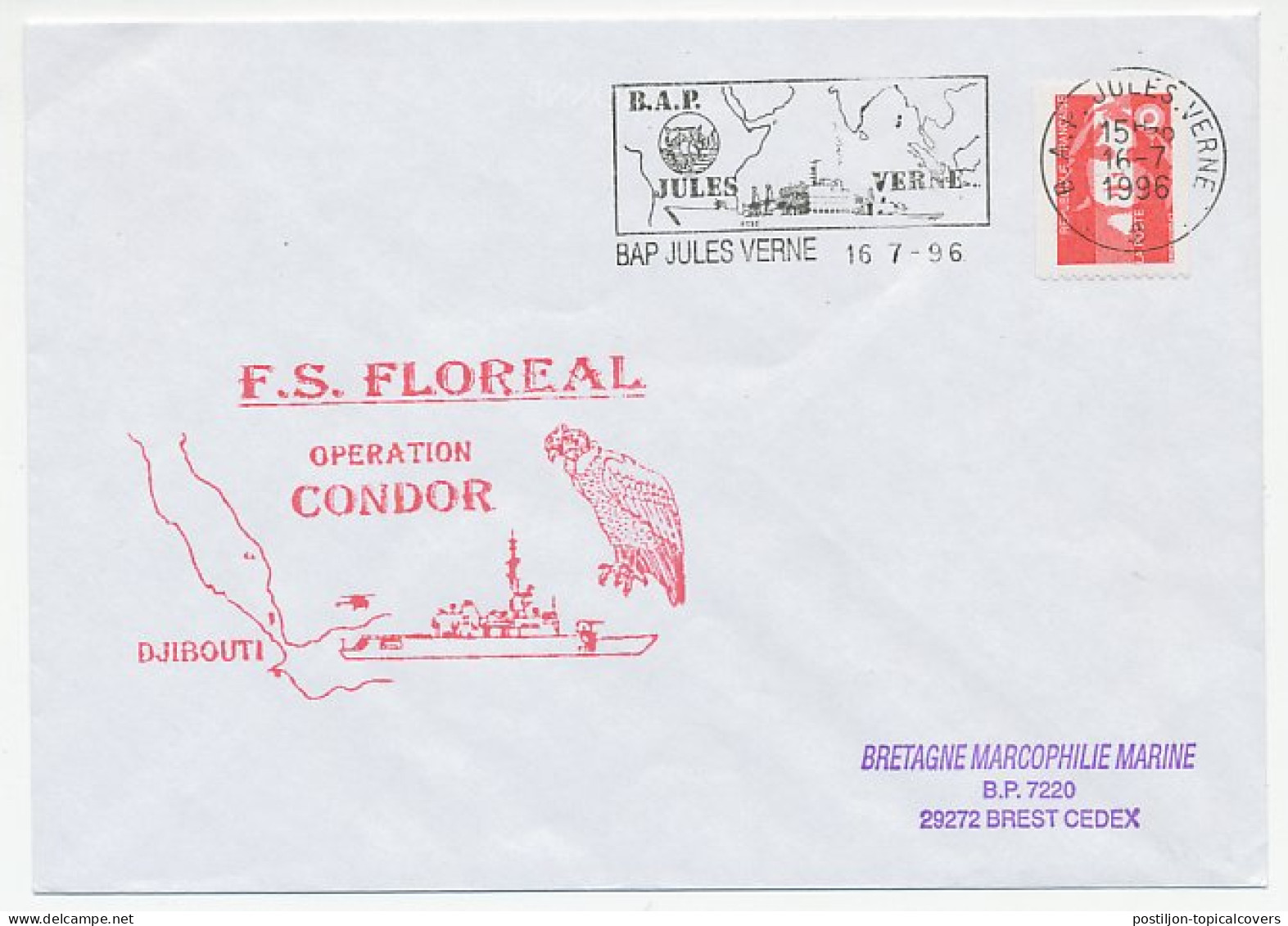 Cover / Postmark France 1996 Navy Ship - Jules Verne - Militaria