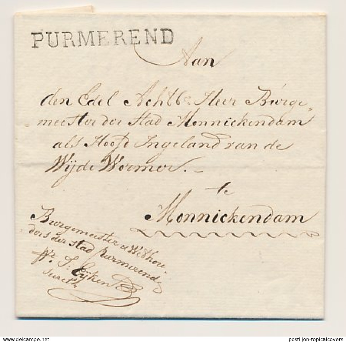 PURMEREND - Monnickendam 1825 - ...-1852 Prephilately