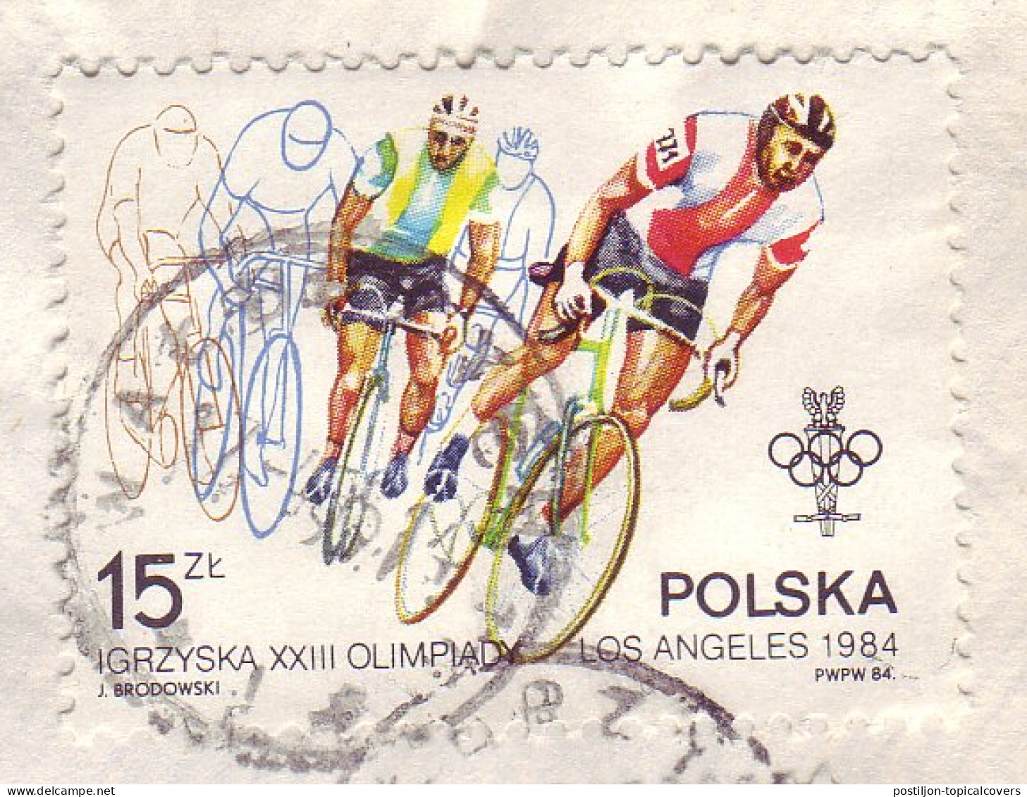Registered Cover Poland 1985 Olympic Games Los Angeles 1984 - Cycle Racing - Andere & Zonder Classificatie
