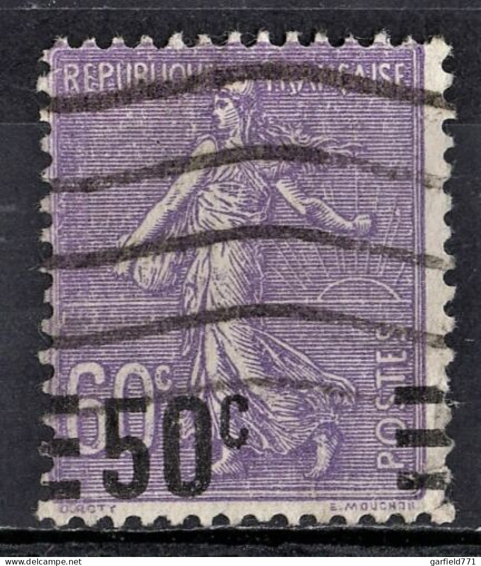 Variété Valeur Sur Valeur FRANCE Semeuse 50c. S 60c Violet N° 223b Oblitéré 1926 - Côte 85€ - Used Stamps