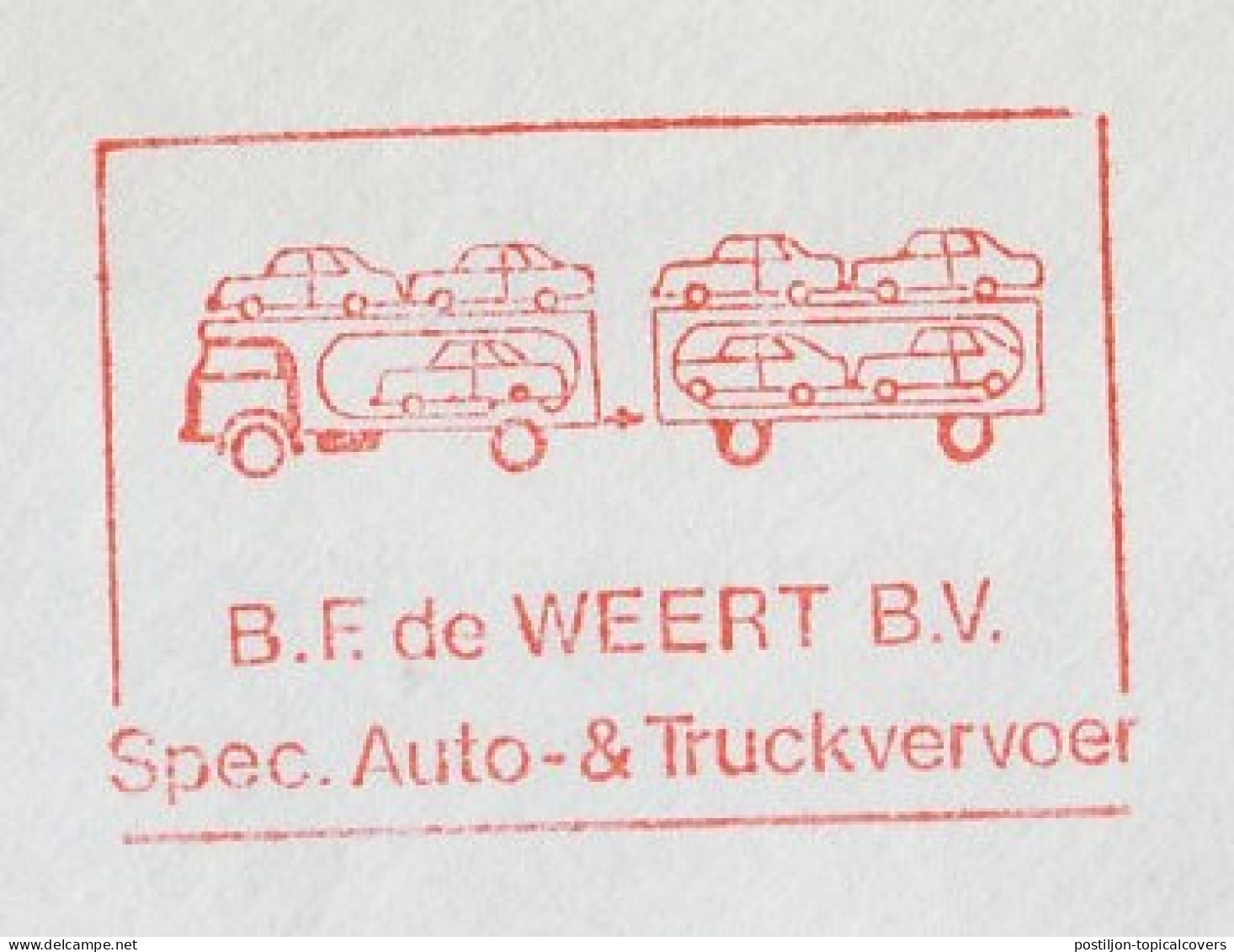 Meter Cover Netherlands 1981 Car Transport Truck - Voitures