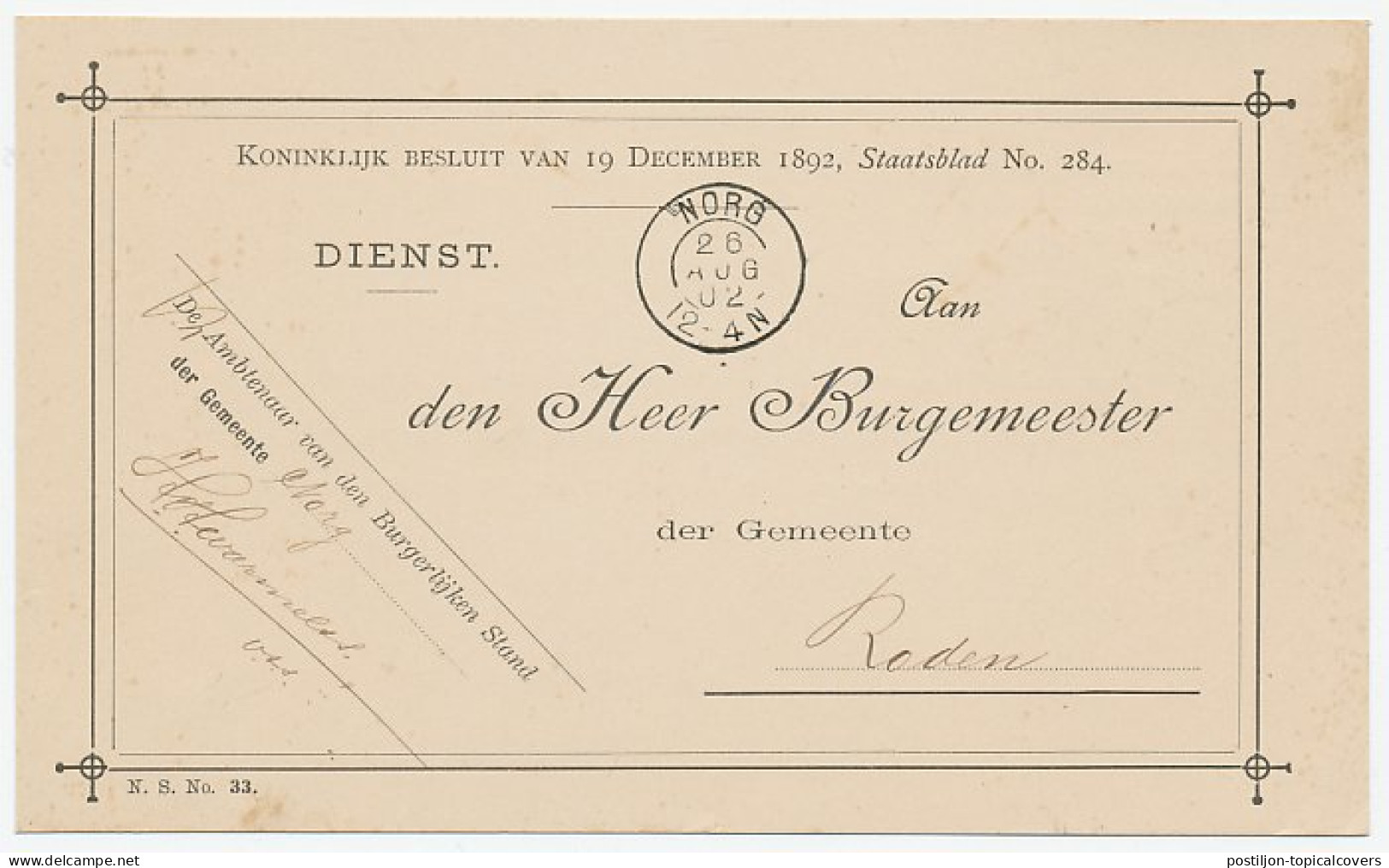Kleinrondstempel Norg 1902 - Unclassified
