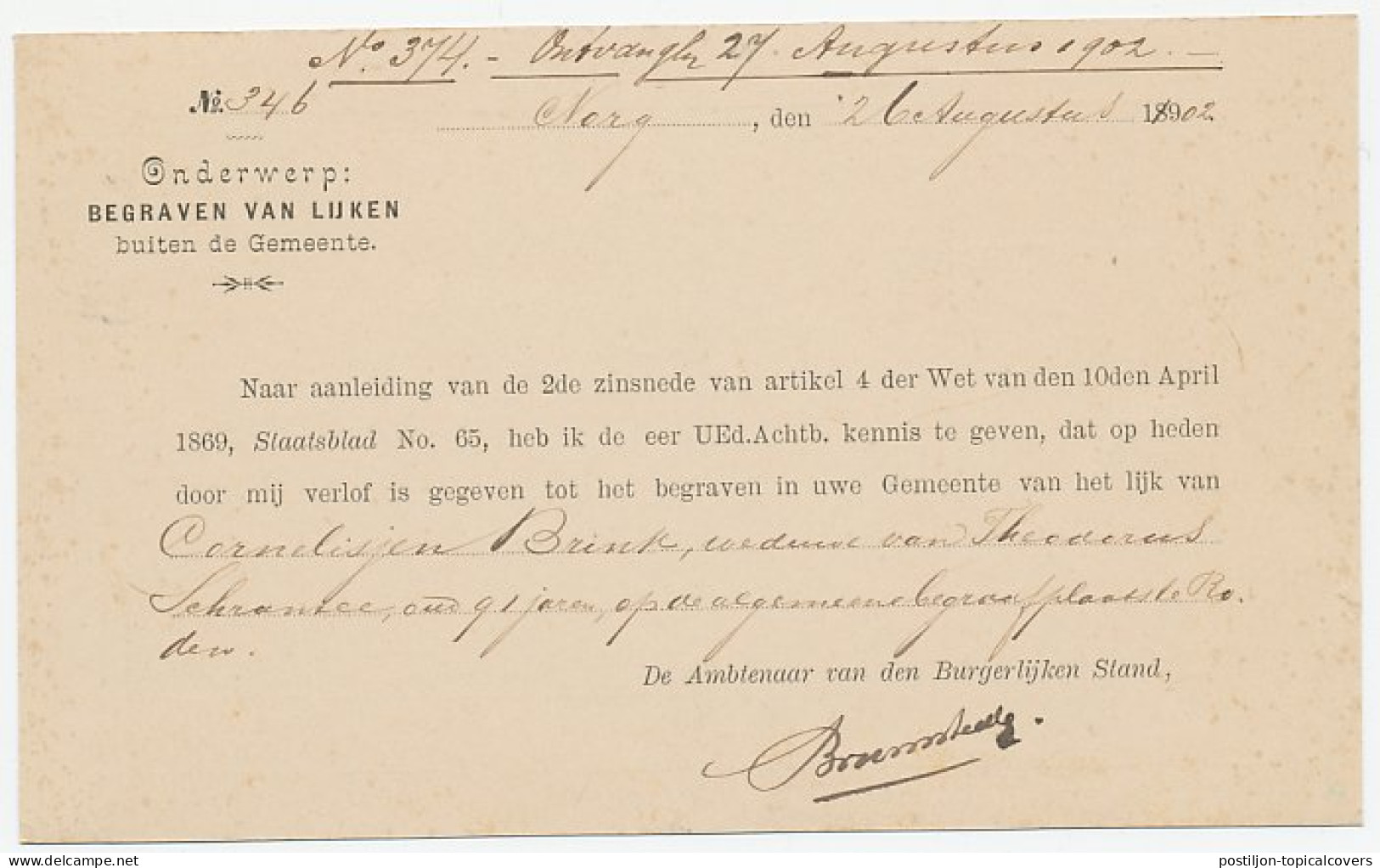 Kleinrondstempel Norg 1902 - Ohne Zuordnung