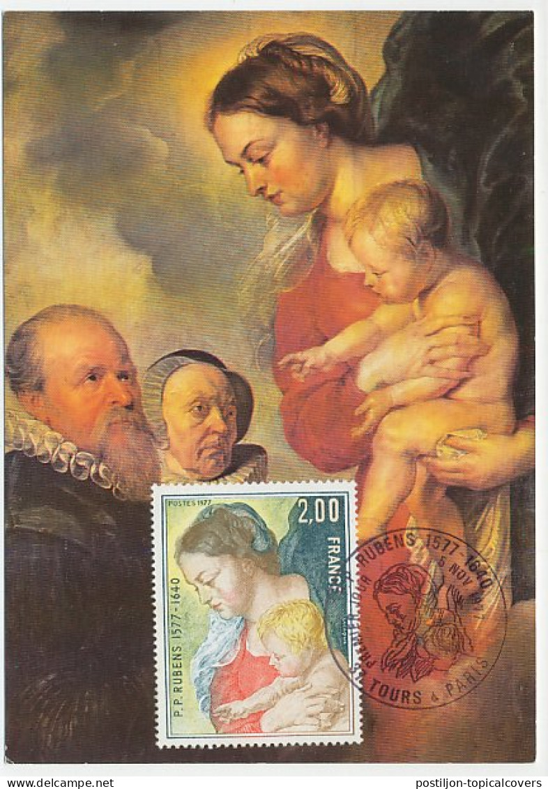 Maximum Card France 1977 Peter Paul Rubens - Madonna And Child - Donors - Autres & Non Classés