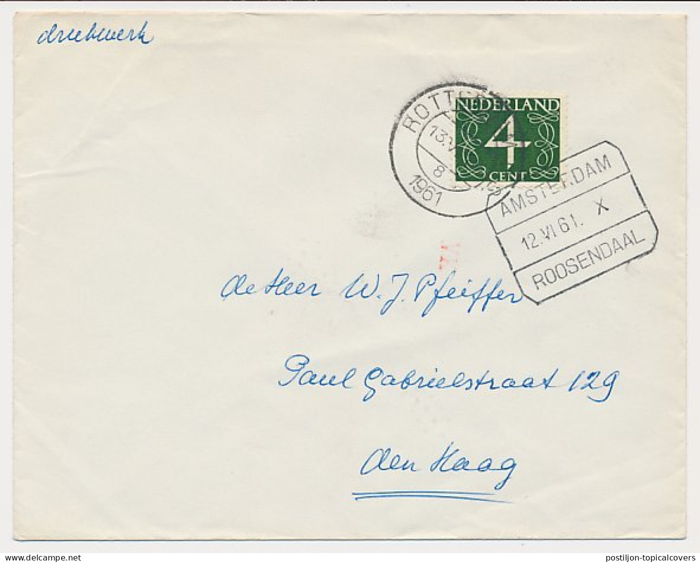 Treinblokstempel : Amsterdam - Roosendaal X 1961 - Unclassified