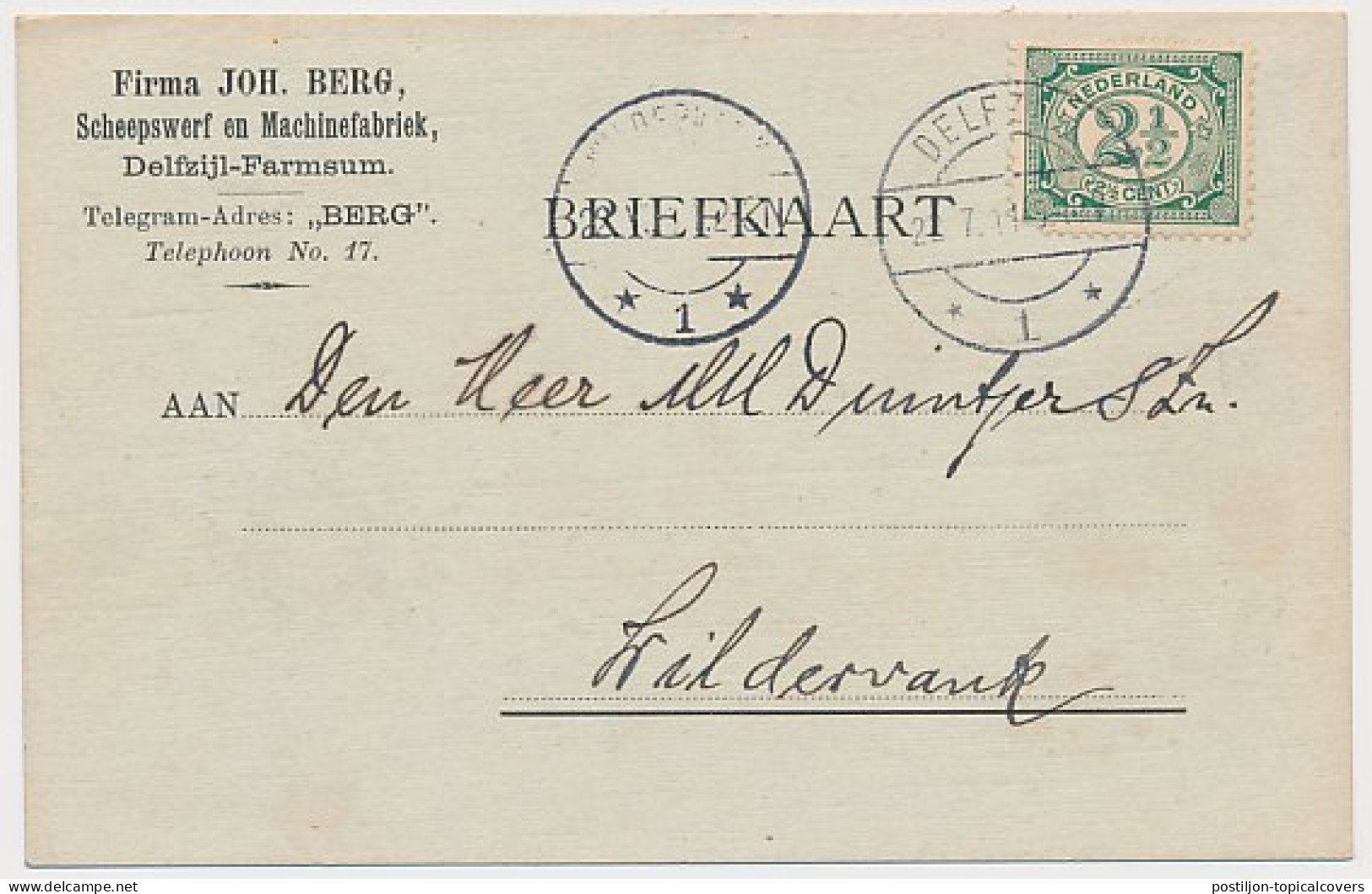 Firma Briefkaart Delfzijl / Farmsum 1911 - Scheepswerf  - Unclassified