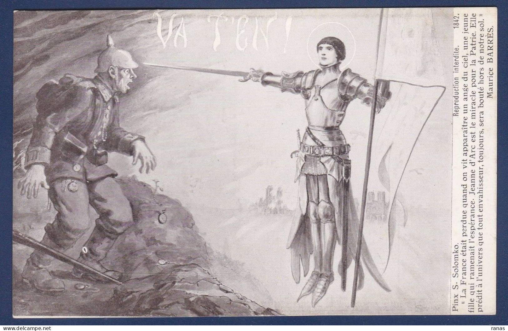 CPA Jeanne D'Arc Solomko Illustrateur Russe Russie Non Circulée - Historische Persönlichkeiten