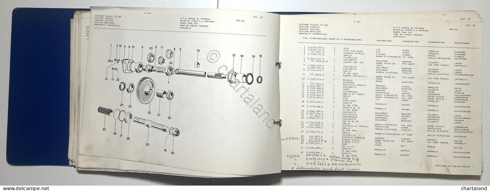 Catalogo Parti Per Ricambio Lamborghini Trattori - R 754 Potenza Blu - Ed. 1982 - Other & Unclassified