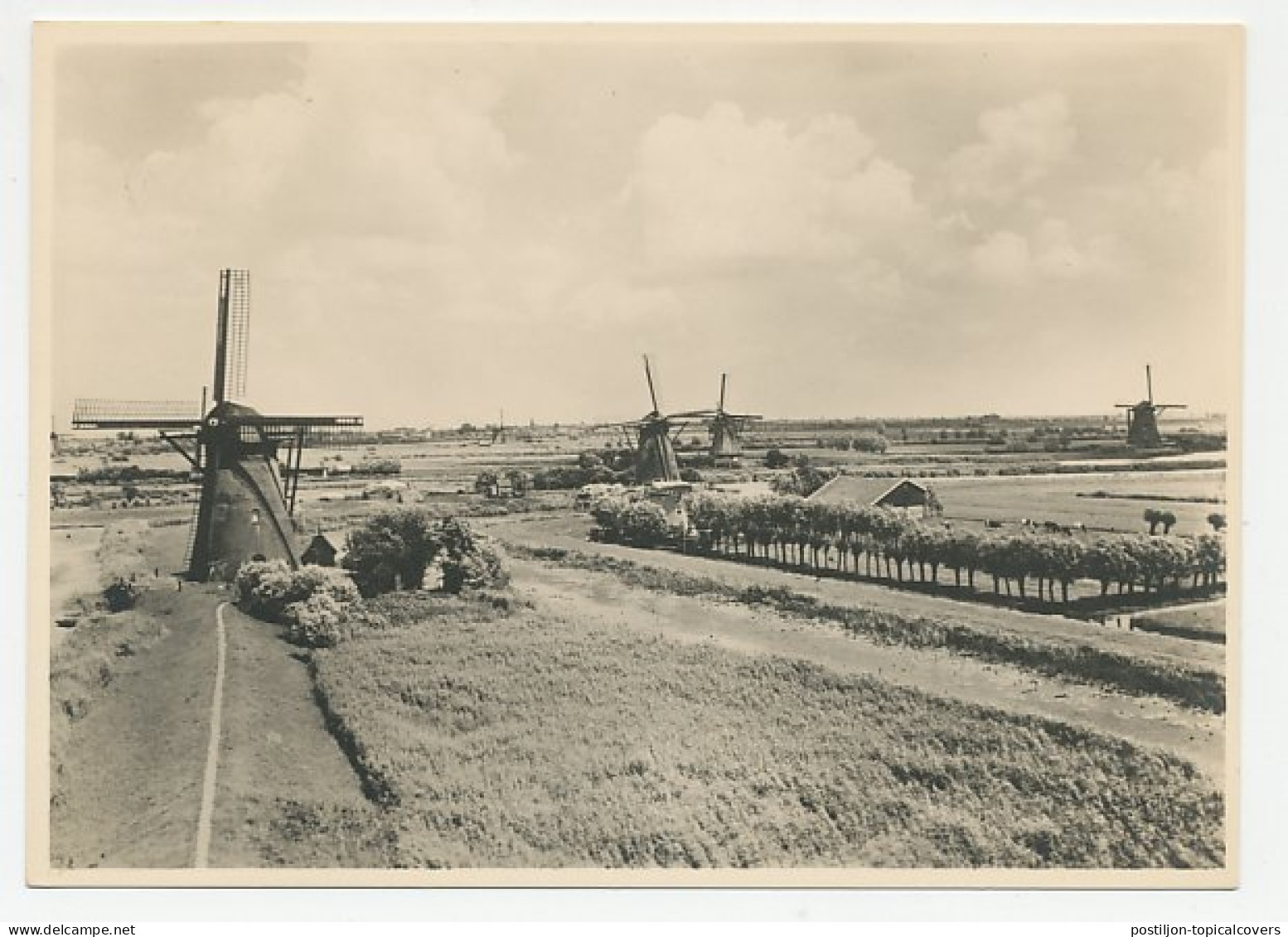 Postal Stationery Netherlands 1946 Windmill - Alblasserwaard - Windmills