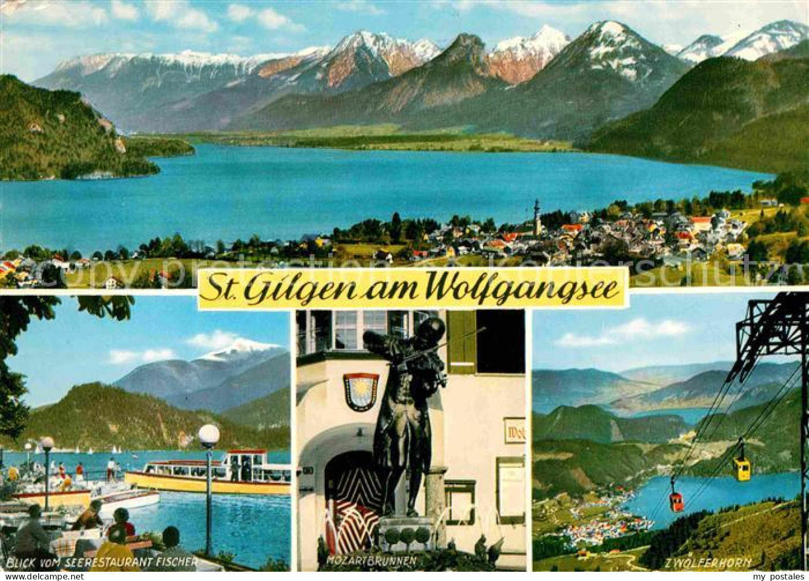 72713312 St Gilgen Salzkammergut Alpenpanorama Seerestaurant Fischer Mozartbrunn - Sonstige & Ohne Zuordnung