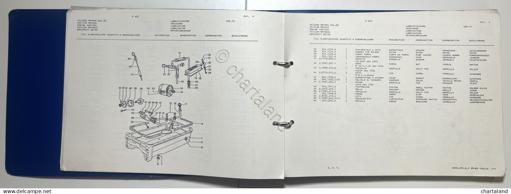 Catalogo Parti Per Ricambio Lamborghini Trattori - R 653 Potenza Blu - Ed. 1980 - Other & Unclassified