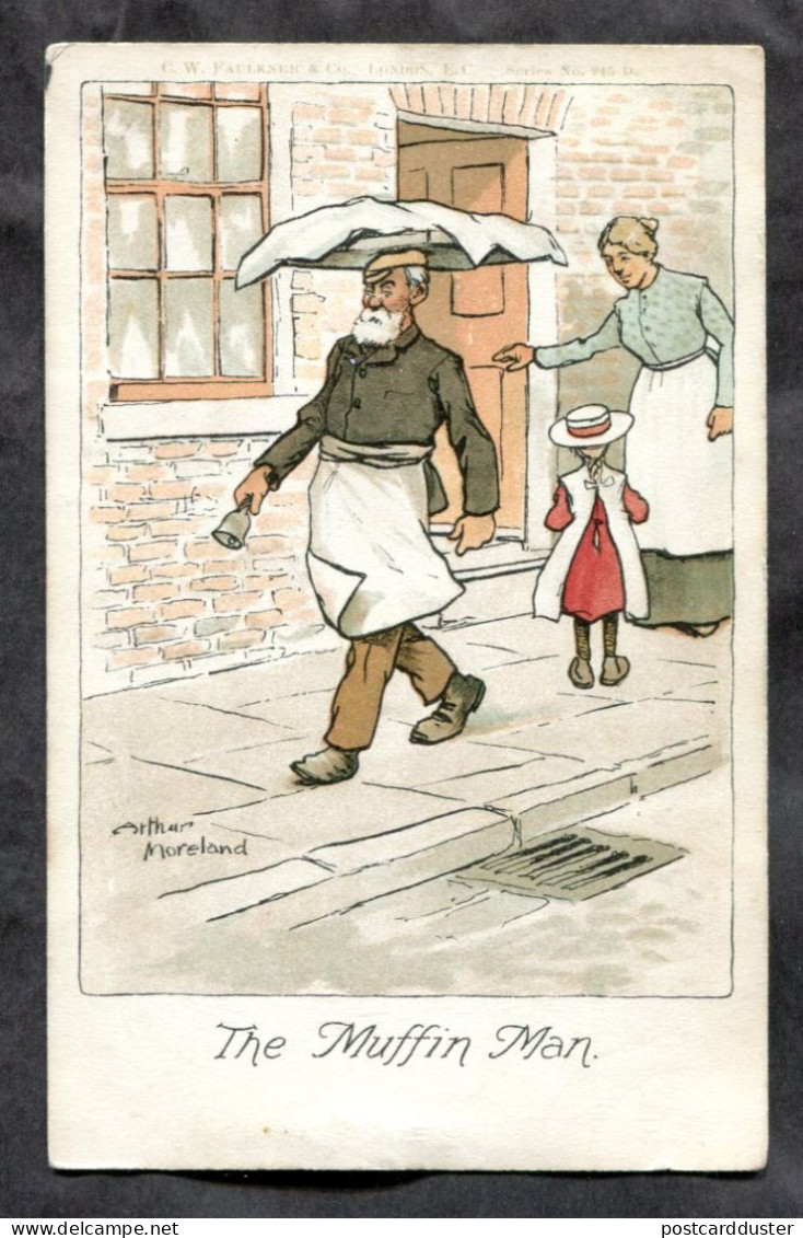 Artist Signed ARTHUR MORELAND 1905 The Muffin Man Bakery Humor. Postcard (h285) - Moreland, Arthur