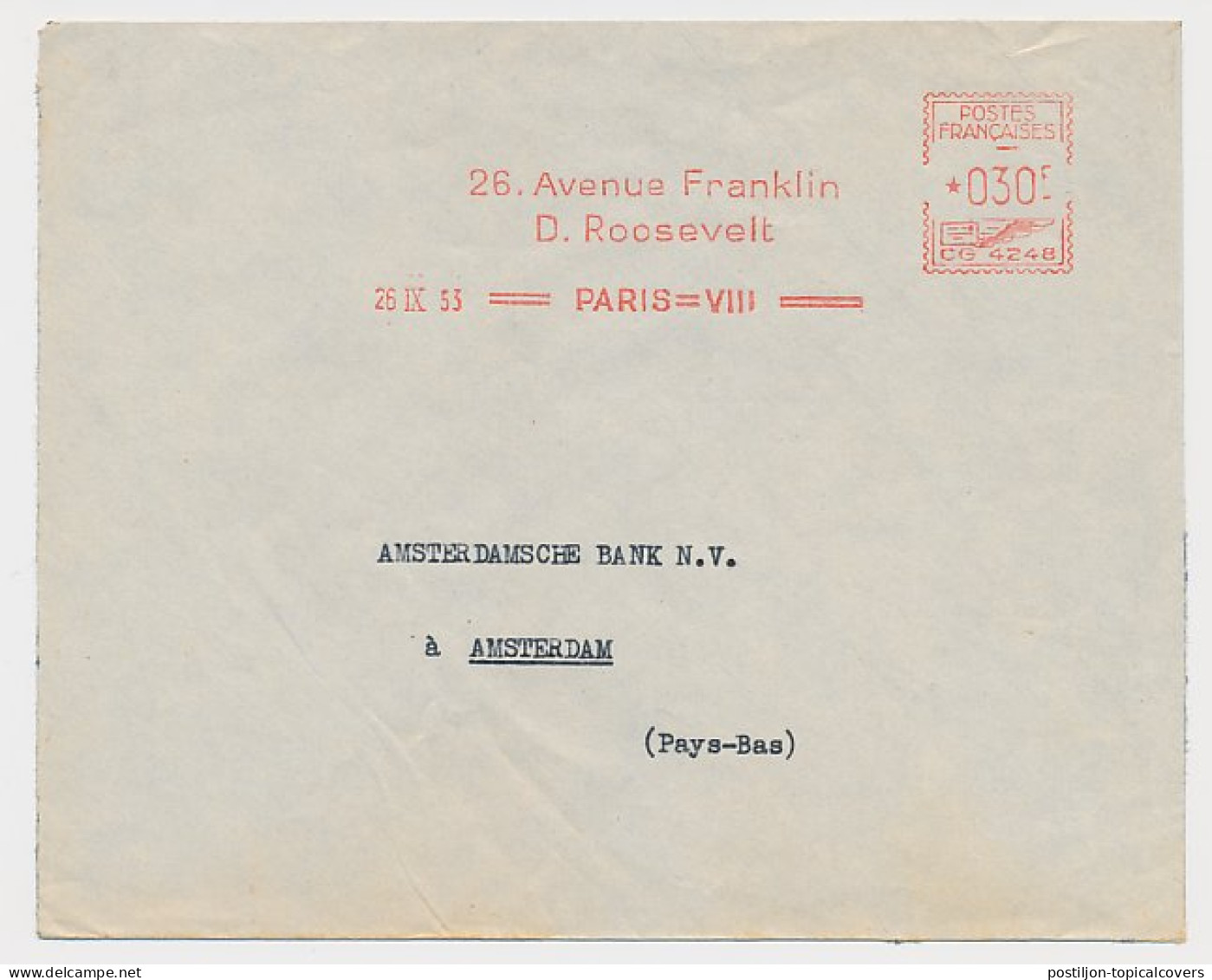 Meter Cover France 1953 Franklin D. Roosevelt - Other & Unclassified