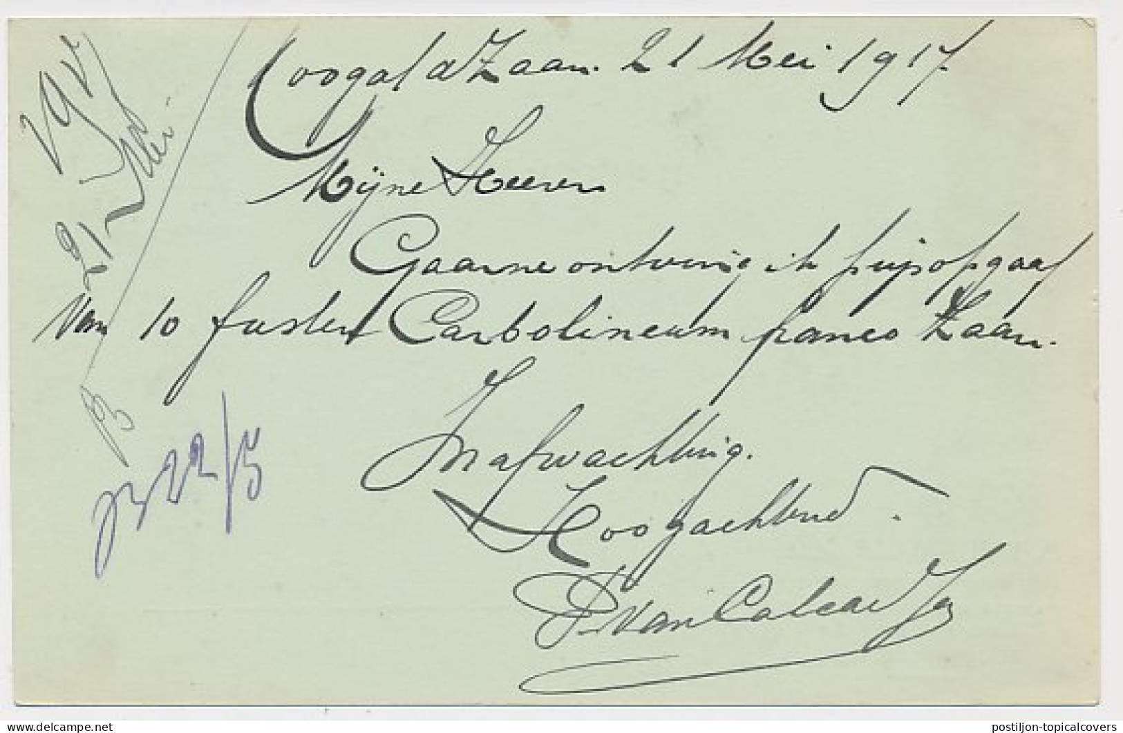 Firma Briefkaart Koog Zaandijk 1917 - Bouwmaterialen - Zonder Classificatie