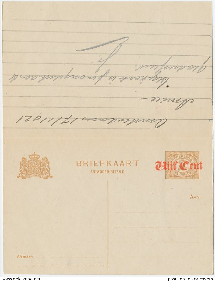 Briefkaart G. 108 I Locaal Te Amsterdam 1921 - Ganzsachen