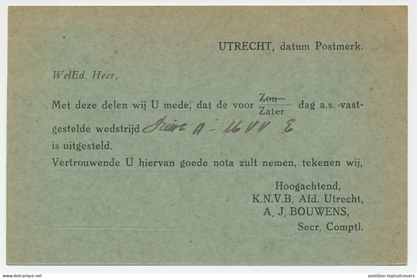 Firma Briefkaart Utrecht 1948 - Kon. Ned. Voetbalbond - Zonder Classificatie