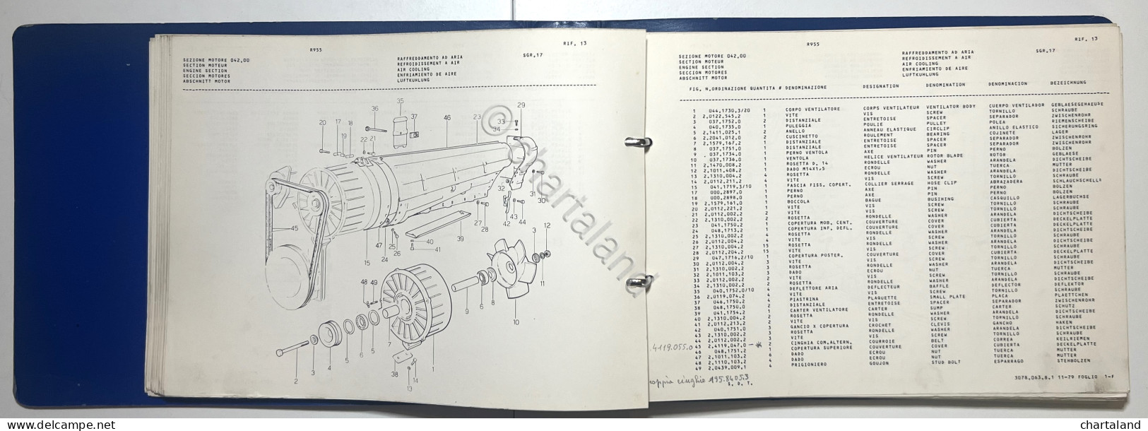 Catalogo Parti Per Ricambio Lamborghini Trattori - R 955 Potenza Blu - Ed. 1979 - Other & Unclassified