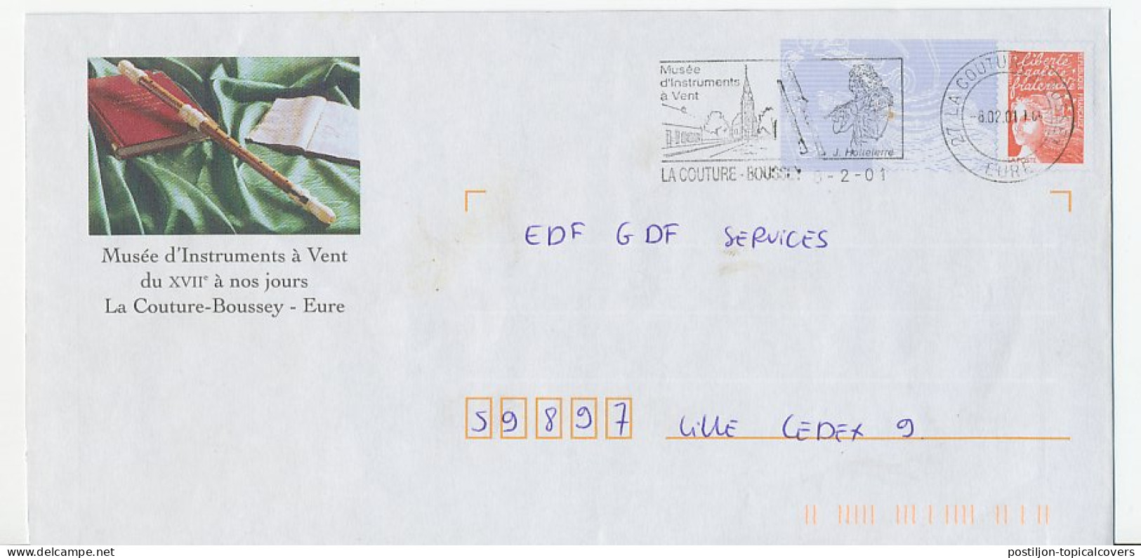 Postal Stationery / PAP France 2001 Museum - Musical Instruments - Musique