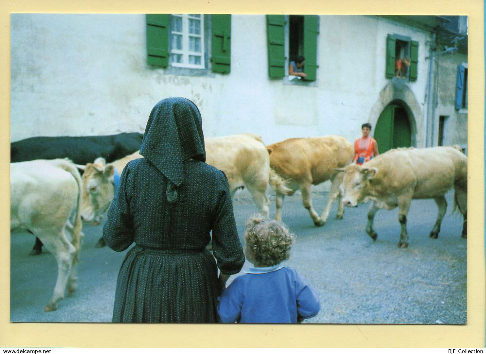 Rencontre D'un Troupeau Dans Un Village Pyrénéen (Elizabeth ARRIUS-PARDIES N° D 46) Images D'un Temps Qui Passe - Bauern