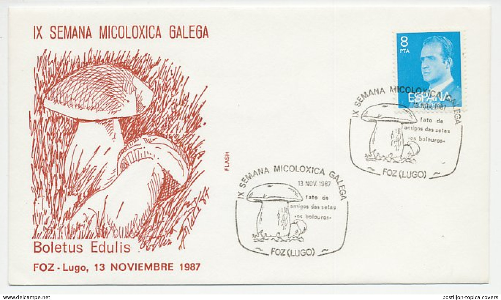 Cover / Postmark Spain 1987 Mushroom - Paddestoelen