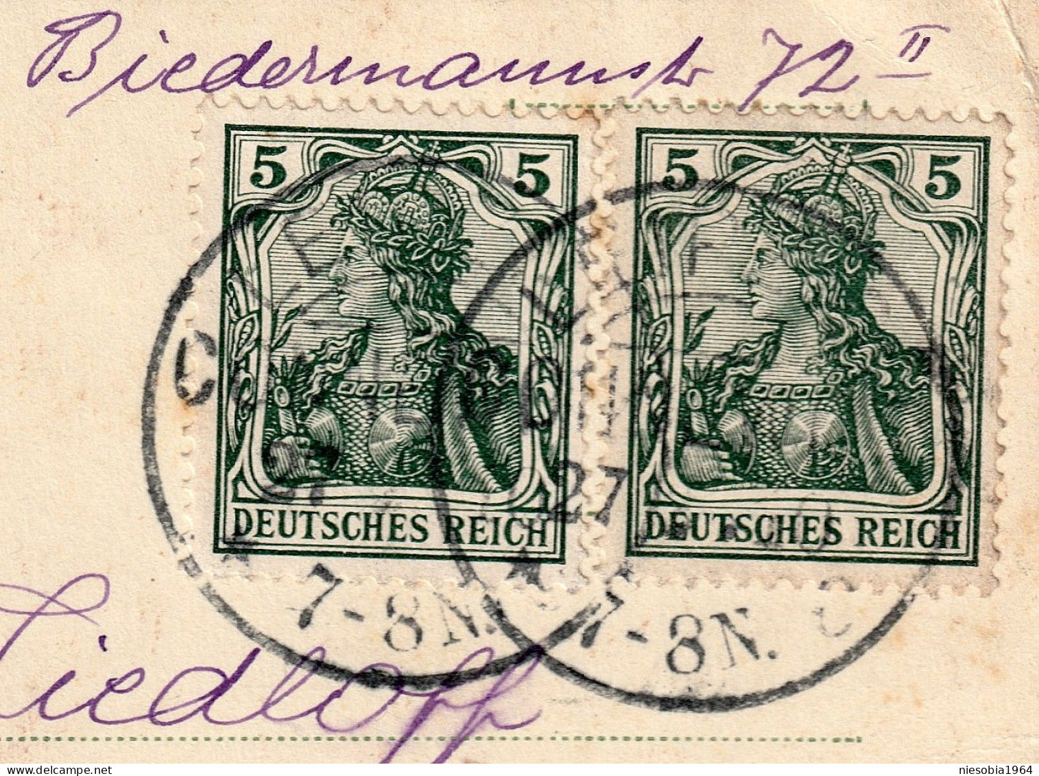 Belle-Époque Vintage Imperial Germany Postcard 2 X 5 Pfennig Stamps 27.02.1910 Leipzig To Bordeaux - Postcards