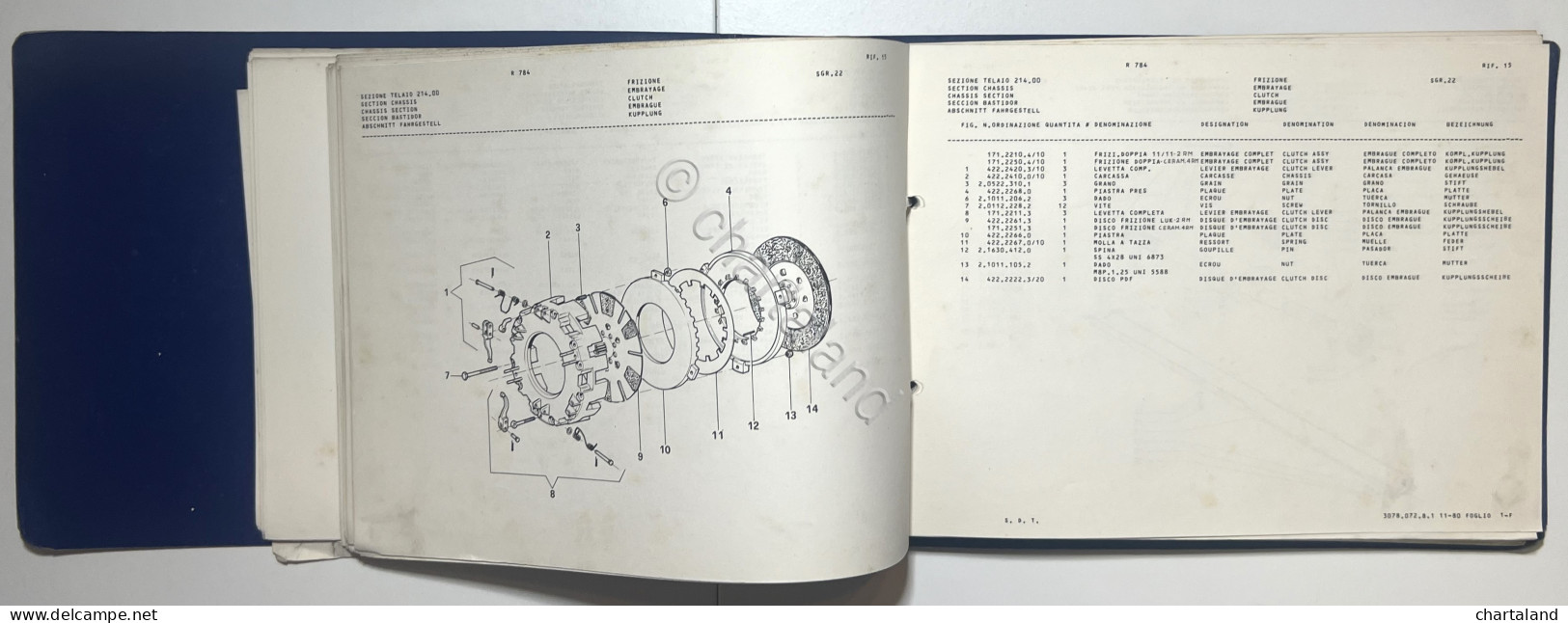 Catalogo Parti Per Ricambio Lamborghini Trattori - R 784 Potenza Blu - Ed. 1980 - Autres & Non Classés