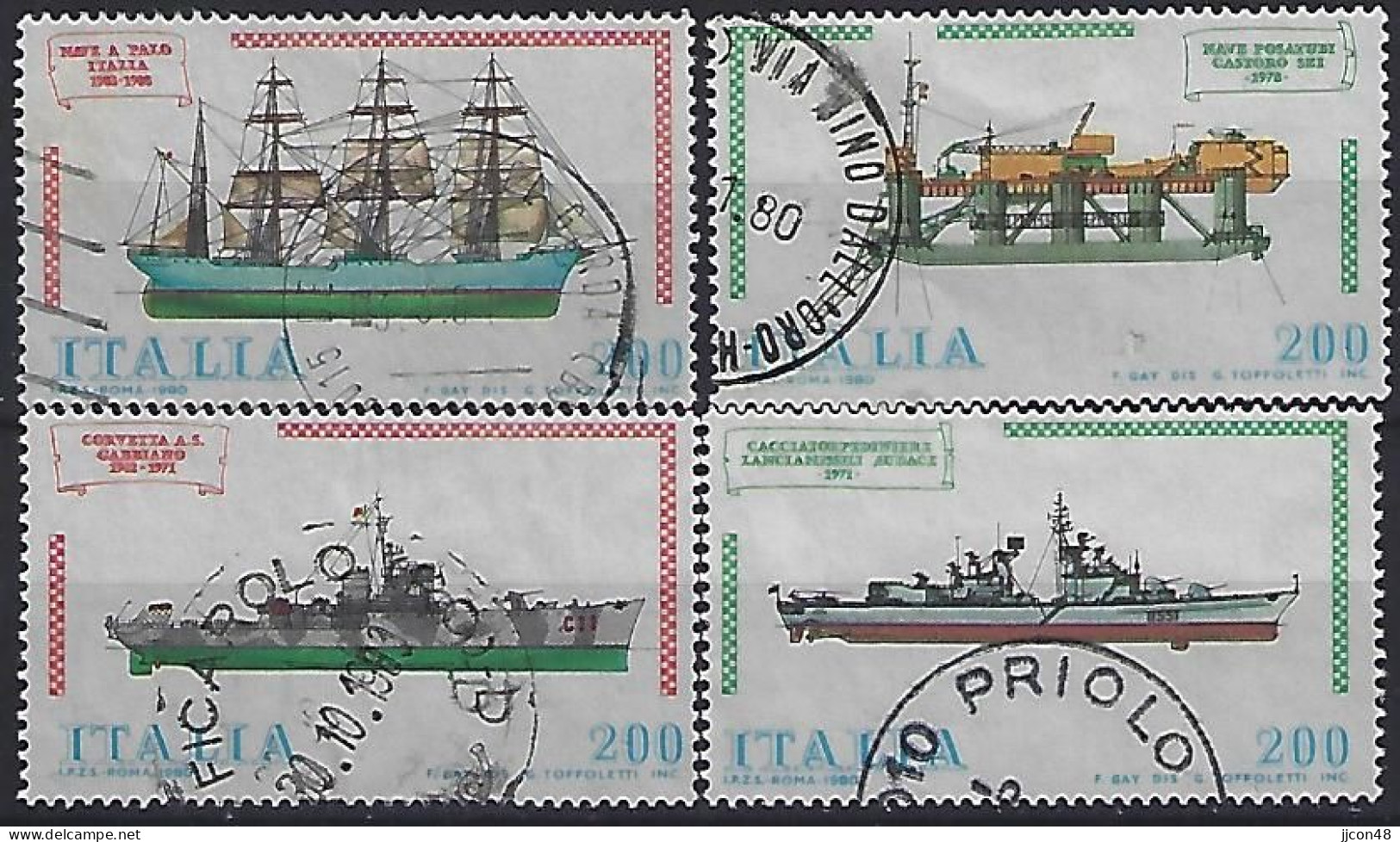 Italy 1980  Schiffsbau (o) Mi.1728-1731 - 1971-80: Used