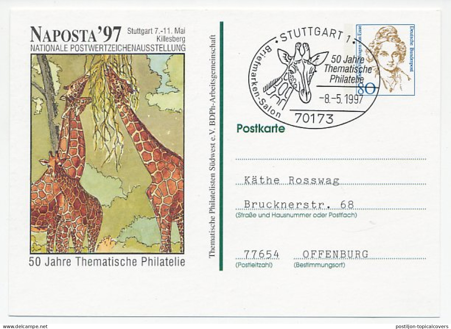 Postal Stationery Germany 1997 Giraffe - Sonstige & Ohne Zuordnung