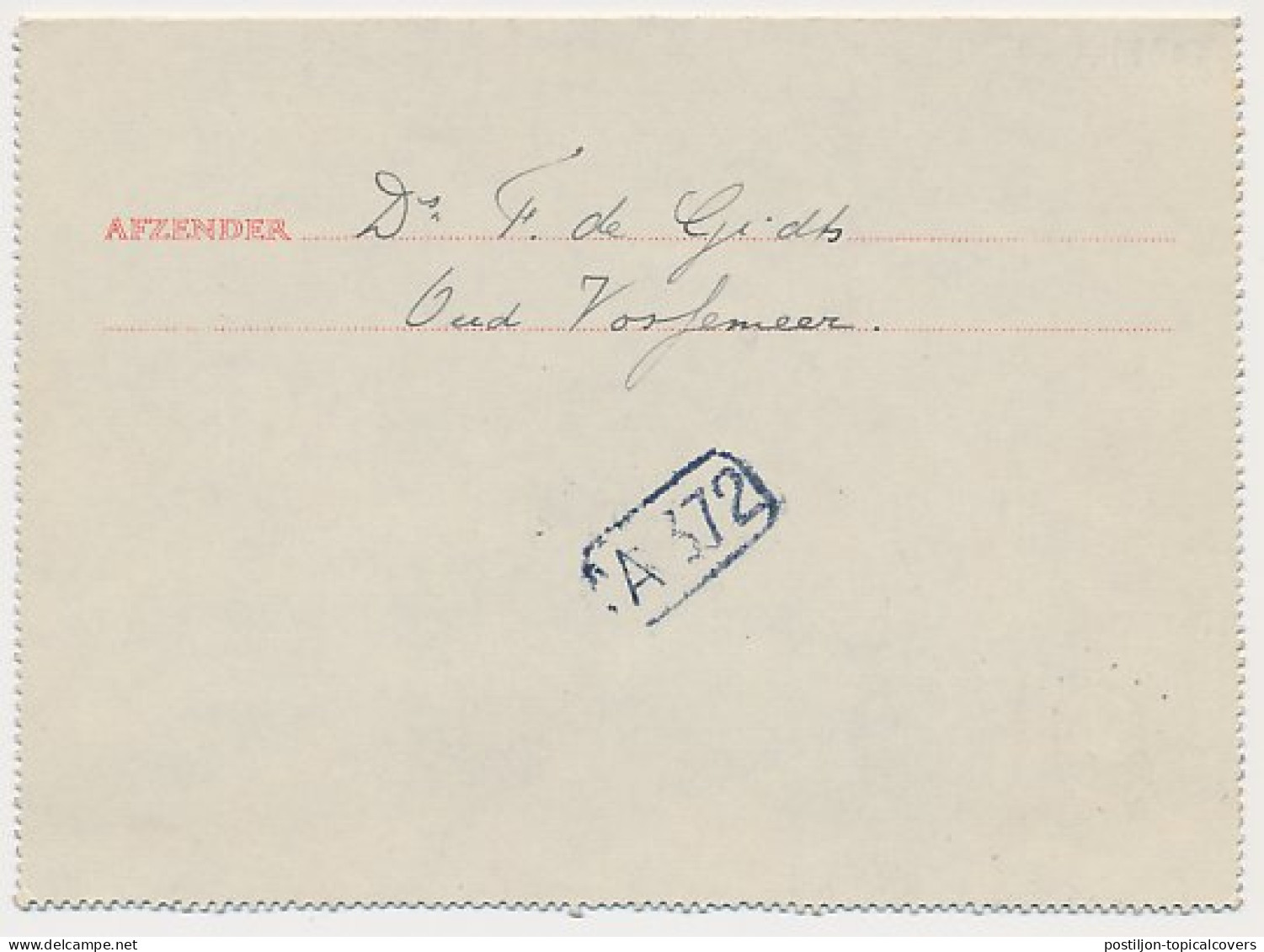 Postblad G. 17 X Oud Vossemeer - Den Haag 26.3.1930 - Entiers Postaux