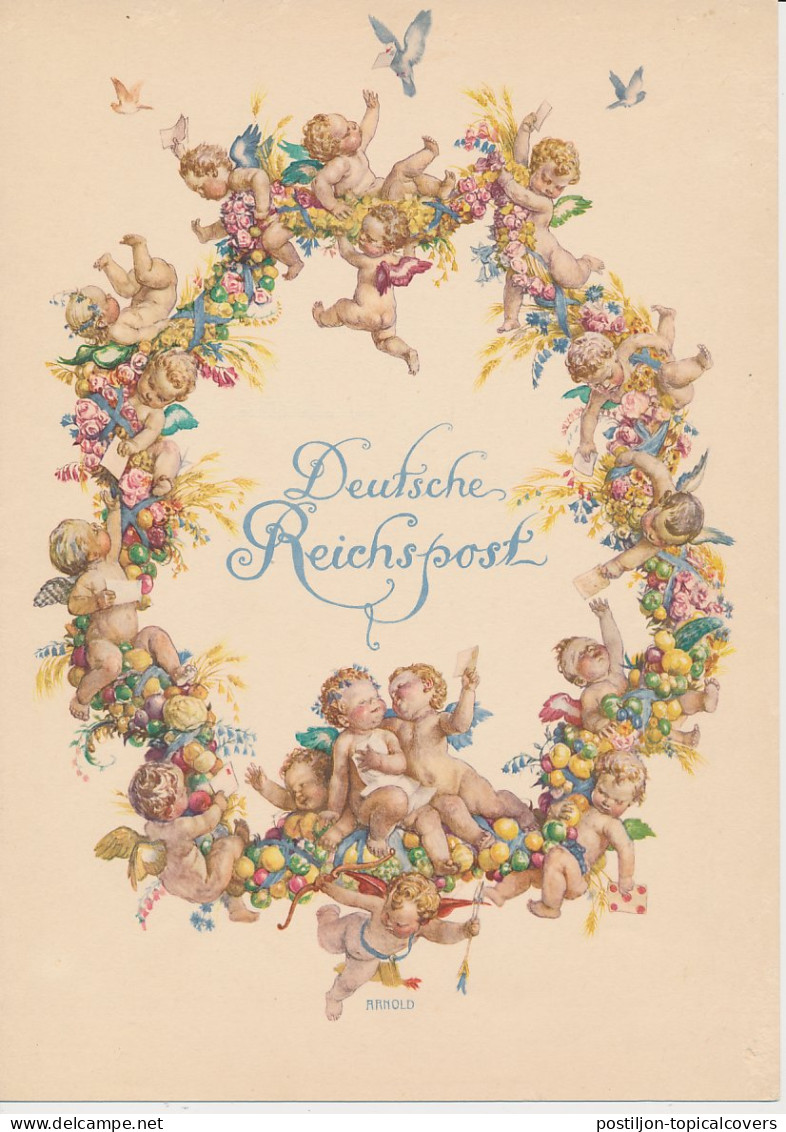 Telegram Germany 1930 - Schmuckblatt Telegramme Fruit Wreath - Angels - Cherubs - Amor - Cupid - Fruits